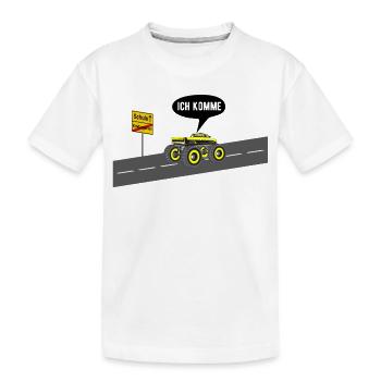 Schule ich komme - Kinder Premium Bio T-Shirt - Weiß - Vorne