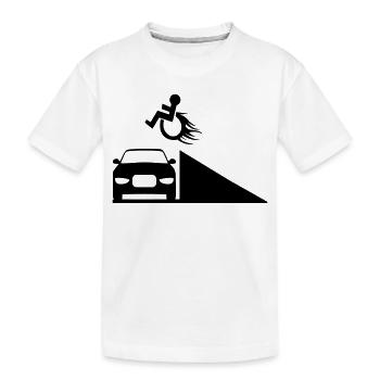 Rollstuhlfahrer springt über eine Rampe # - Kinder Premium Bio T-Shirt - Weiß - Vorne