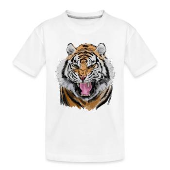 Aggressive Tiger Gesicht Illustration - Kinder Premium Bio T-Shirt - Weiß - Vorne