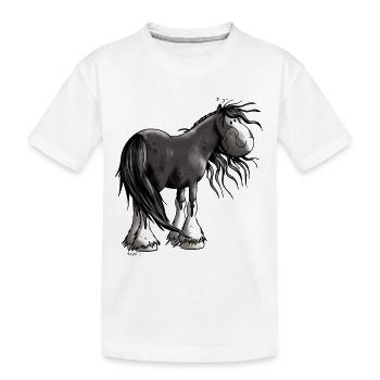 Fröhliches Shire Horse - Kinder Premium Bio T-Shirt - Weiß - Vorne