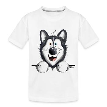 Neugieriger Husky - Kinder Premium Bio T-Shirt - Weiß - Vorne