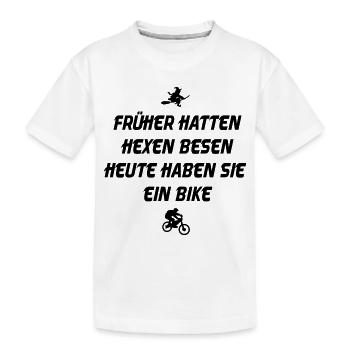 Hexenbesen Bike - Kinder Premium Bio T-Shirt - Weiß - Vorne