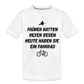 Hexenbesen Fahrrad - Kinder Premium Bio T-Shirt - Weiß - Vorne