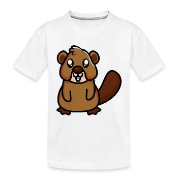 Biber - Kinder Premium Bio T-Shirt - Weiß - Vorne