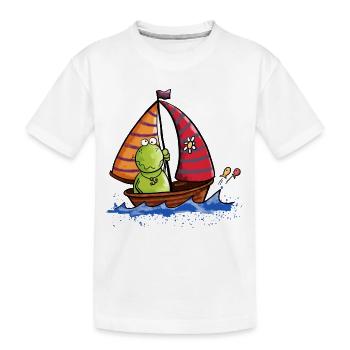 Frosch auf See - Kinder Premium Bio T-Shirt - Weiß - Vorne