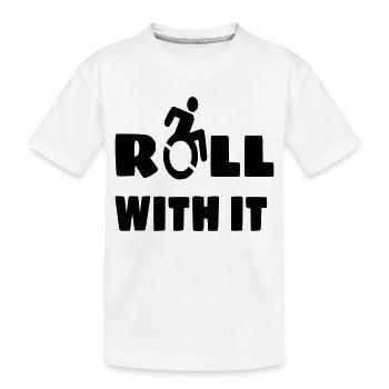 Ich rolle mit meinem Rollstuhl, Rolle, Behinderten # - Kinder Premium Bio T-Shirt - Weiß - Vorne