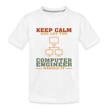 Bestseller Computer Engineer Tshirt, Keep Calm - Kids' Premium Organic T-Shirt - white - Front