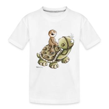 Lazy Sloth Rides Turtle I Chill Break - T-shirt bio Premium Enfant - blanc - Devant