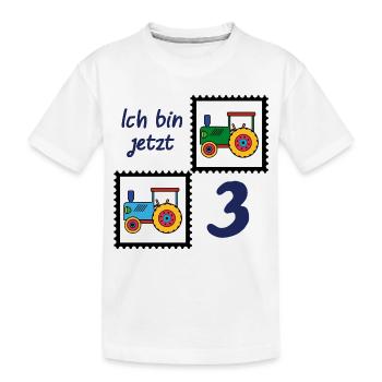 I am now 3 | Third birthday - Kids' Premium Organic T-Shirt - white - Front