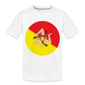 round sticker flag of Sicily sticker Sicily - Kids' Premium Organic T-Shirt - white - Front