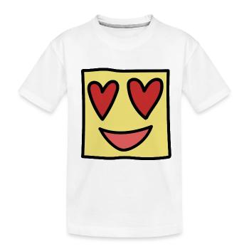 Funny Square Face Emoticon Kawaii Expression - Kids' Premium Organic T-Shirt - white - Front
