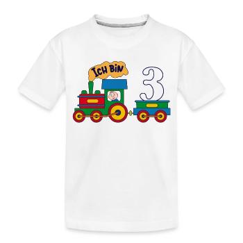 Ich bin 3 | Lokomotive | dritter Geburtstag - Kinder Premium Bio T-Shirt - Weiß - Vorne