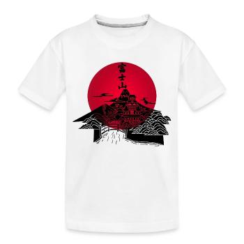 Japanische Landschaft schwarz und rote Sonne - Kinder Premium Bio T-Shirt - Weiß - Vorne