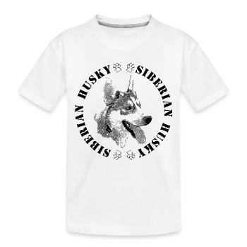 Husky mit Pfotenabdruck - Kinder Premium Bio T-Shirt - Weiß - Vorne
