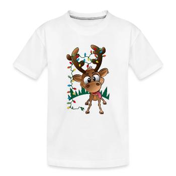 Rodolphe de renne de Noël avec lumières led - T-shirt bio Premium Enfant - blanc - Devant