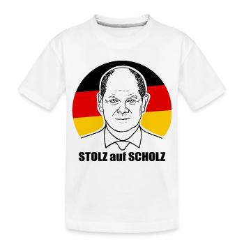stolz auf Scholz, Bundeskanzler, Deutschland Shirt - Kinder Premium Bio T-Shirt - Weiß - Vorne