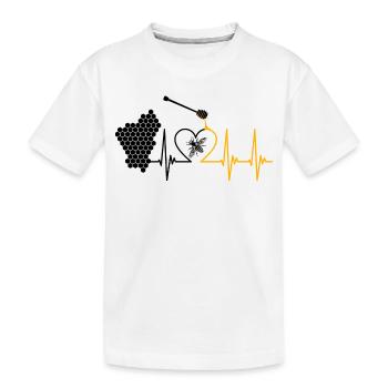 Abeille, miel, légumineuses, abeille, apiculteur, nid d’abeille - T-shirt bio Premium Enfant - blanc - Devant