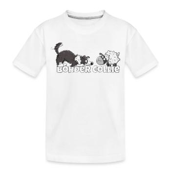Border Collie And Sheep I Herding Dog Dog Fun - Kids' Premium Organic T-Shirt - white - Front