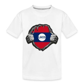 Laos Flaggen Design - Kinder Premium Bio T-Shirt - Weiß - Vorne