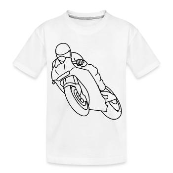 Wheelie à la course de moto - sombre - T-shirt bio Premium Enfant - blanc - Devant