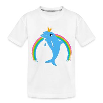 Rainbow Dolphin Golden Crown Blue - Kids' Premium Organic T-Shirt - white - Front