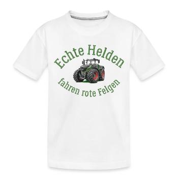 Echte Helden fahren rote Felgen! - Kinder Premium Bio T-Shirt - Weiß - Vorne