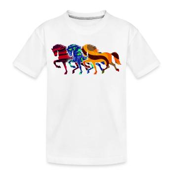 Cool Galopp Islandpferde Pferdeliebe Pferde - Kinder Premium Bio T-Shirt - Weiß - Vorne