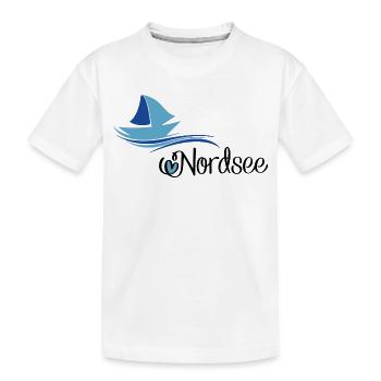 Conception de la mer du Nord avec voilier - T-shirt bio Premium Enfant - blanc - Devant