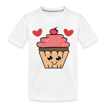 Snacking Cupcake Délicieux Cœur Bonbons Calories - T-shirt bio Premium Enfant - blanc - Devant