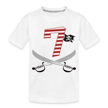 Ich bin Sieben 7 / Pirat Geburtstag Party - Kinder Premium Bio T-Shirt - Weiß - Vorne