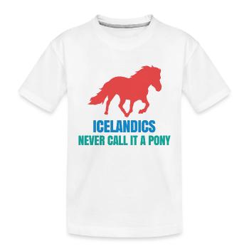 Islandpferde Pony Islandponys Galopp Statement - Kinder Premium Bio T-Shirt - Weiß - Vorne