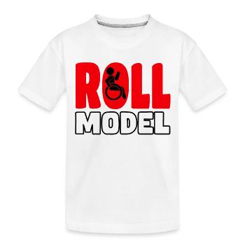 Each wheelchair user is a roll model* - Kids' Premium Organic T-Shirt - white - Front