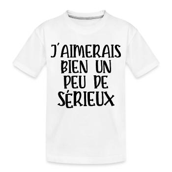 j'aimerais bien un peu de sérieux - T-shirt bio Premium Enfant - blanc - Devant