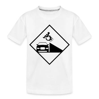 Un utilisateur de fauteuil roulant saute par-dessus une rampe # - T-shirt bio Premium Enfant - blanc - Devant