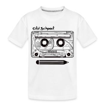 Retro Kassette und Stift - Kinder Premium Bio T-Shirt - Weiß - Vorne