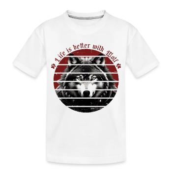 Das Leben ist besser mit Wolf - Kinder Premium Bio T-Shirt - Weiß - Vorne