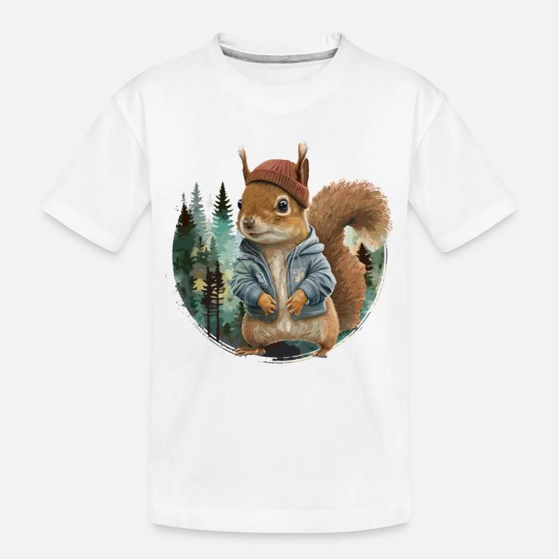 Niedliches Eichhörnchen - Kinder Premium Bio T-Shirt - Weiß