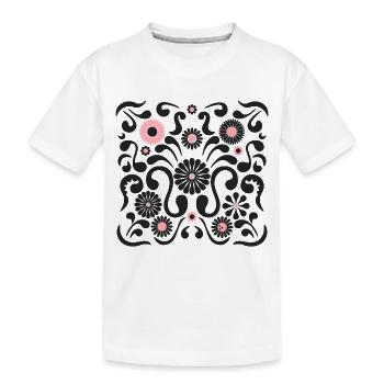 Festival des fleurs L Noir et Rose - T-shirt bio Premium Enfant - blanc - Devant