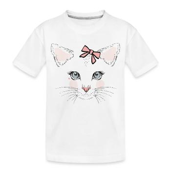 Pastel Panda Bow Face - Kids' Premium Organic T-Shirt - white - Front