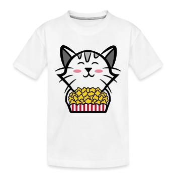 Cat Movies Popcorn Cinema Binge Watching Cineaste - T-shirt bio Premium Enfant - blanc - Devant