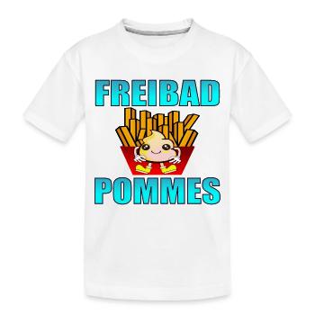 FREIBAD POMMES FRITTEN SOMMER - Kinder Premium Bio T-Shirt - Weiß - Vorne