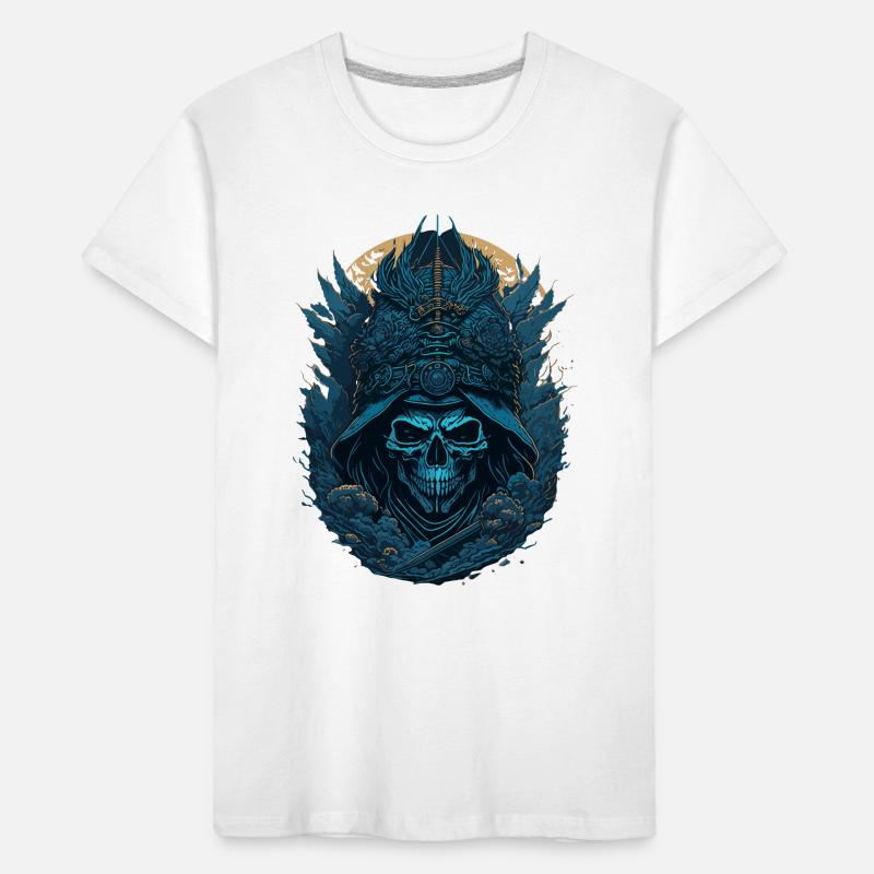 Blue Samurai Skeleton Skull - Blue Samurai Skull Kids' Premium Organic T-Shirt