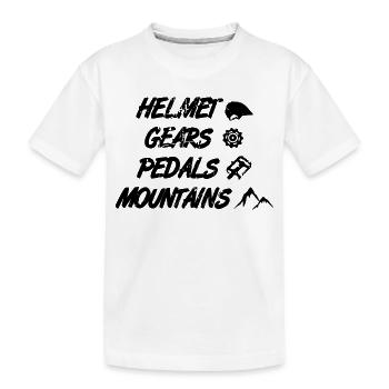 Casque Engrenages Pédales Montagnes - T-shirt bio Premium Enfant - blanc - Devant