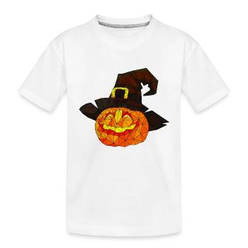 Polygonaler Halloween Kürbis dreieckige Poly Kunst - Kinder Premium Bio T-Shirt - Weiß - Vorne