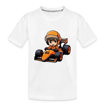 Pilote de course en voiture orange - 81 - Formula Car - T-shirt bio Premium Enfant - blanc - Devant