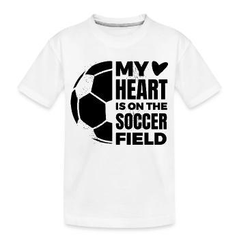 Mein Herz ist auf dem Fußballplatz - Kinder Premium Bio T-Shirt - Weiß - Vorne