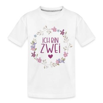 Ich bin Zwei Jahre Zweiter Geburtstag Einhorn Süß - Kinder Premium Bio T-Shirt - Weiß - Vorne