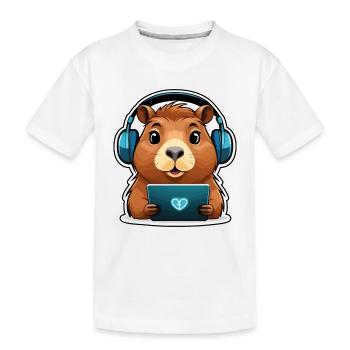 Capybara avec ordinateur - T-shirt bio Premium Enfant - blanc - Devant