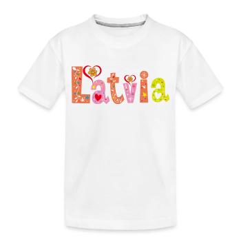 Personalized Latvia Name - Kids' Premium Organic T-Shirt - white - Front
