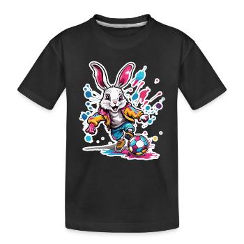 Lapin de football / Animal / Football / But / Sport - T-shirt bio Premium Enfant - noir - Devant